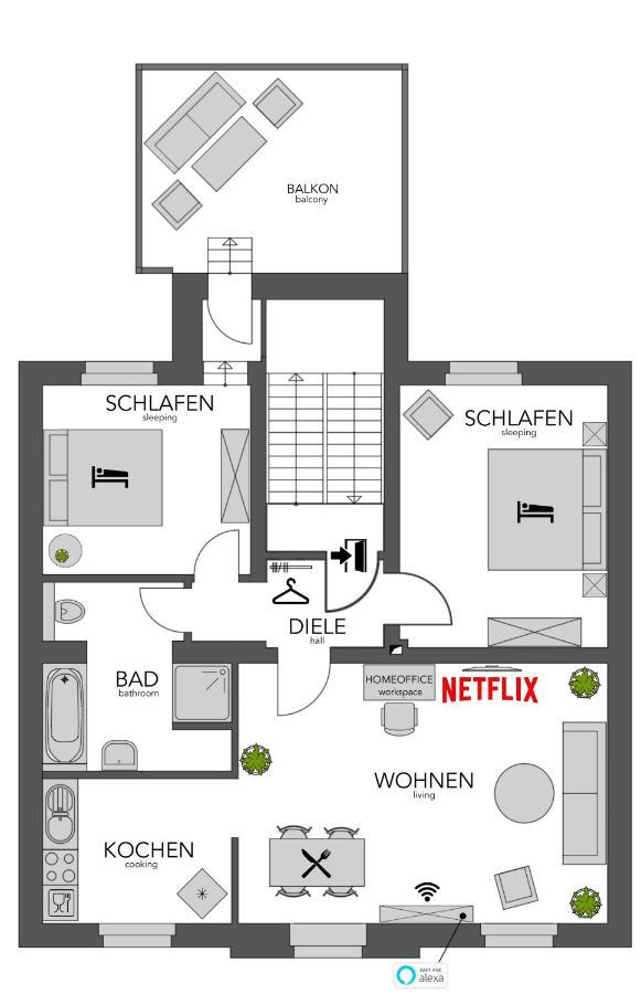 Secret Hideaways Tropical Feeling Mit 2 Schlafzimmer Nahe City L Messe L Flughafen L Hbf Duisburg Luaran gambar